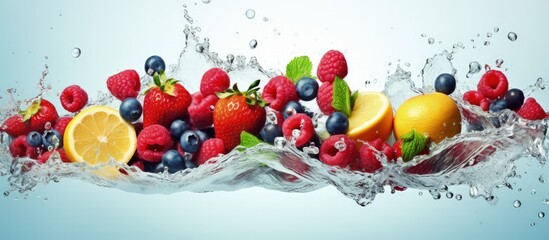 Fruit in water with copyspace for text