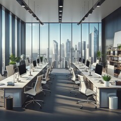 business room interior design with chairs and tables