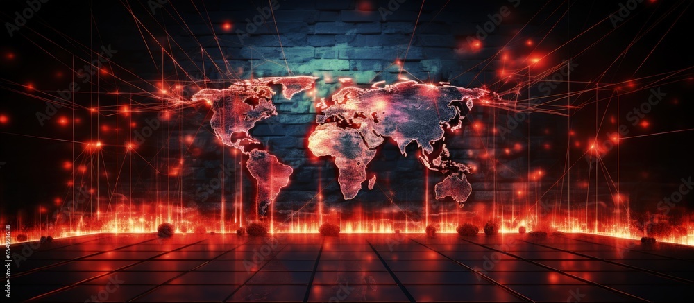 Poster protecting against cyber threats by preventing internet attacks and cybercrime through cybersecurity