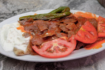 iskender made from doner kebab in Turkish cuisine
