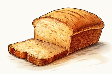 Illustration of whole wheat bread slice. Generative AI - obrazy, fototapety, plakaty