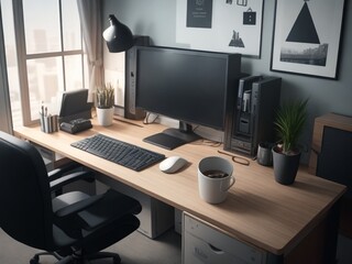 office desk with computer