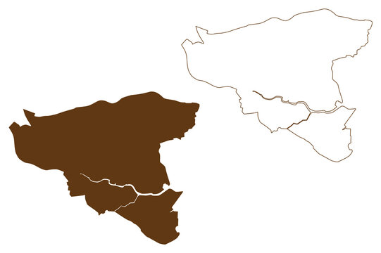 City of Parramatta (Commonwealth of Australia, New South Wales, NSW) map vector illustration, scribble sketch Parramatta Council map