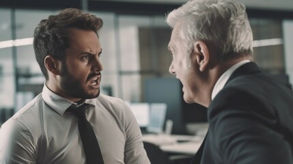two businessmen arguing in a meeting about an upcoming finance project. AI generated business images.  - obrazy, fototapety, plakaty