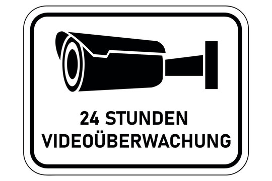 &Uuml;berwachungskamera, Video&uuml;berwachung, Kameraaufzeichnung - Schild, Zeichen, Symbol
