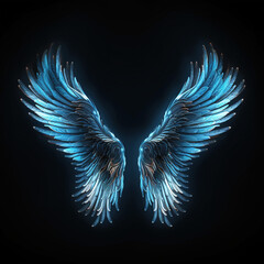 Blue Wings on a Black Background