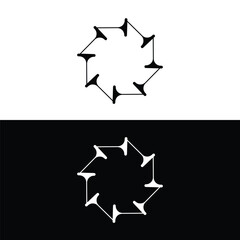 Obraz premium Black and white circle vector logo template design