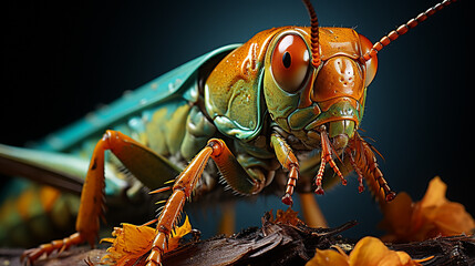 Extreme Macro Side View of a Grasshopper