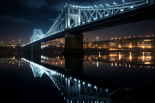 nighttime view of the bridge. Generative AI