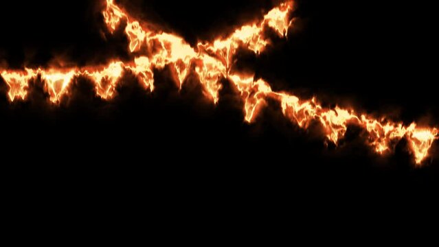 Fire garland on transparent background for your design. Animation of a burning garland with an alpha channel.