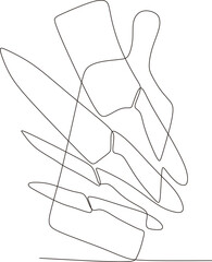 continuous line illustration of kitchen utensils