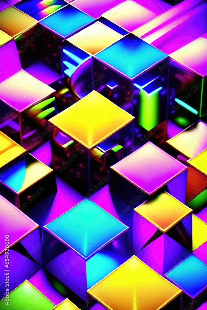 Poster colorful 3d cubes background with vivid color tone.