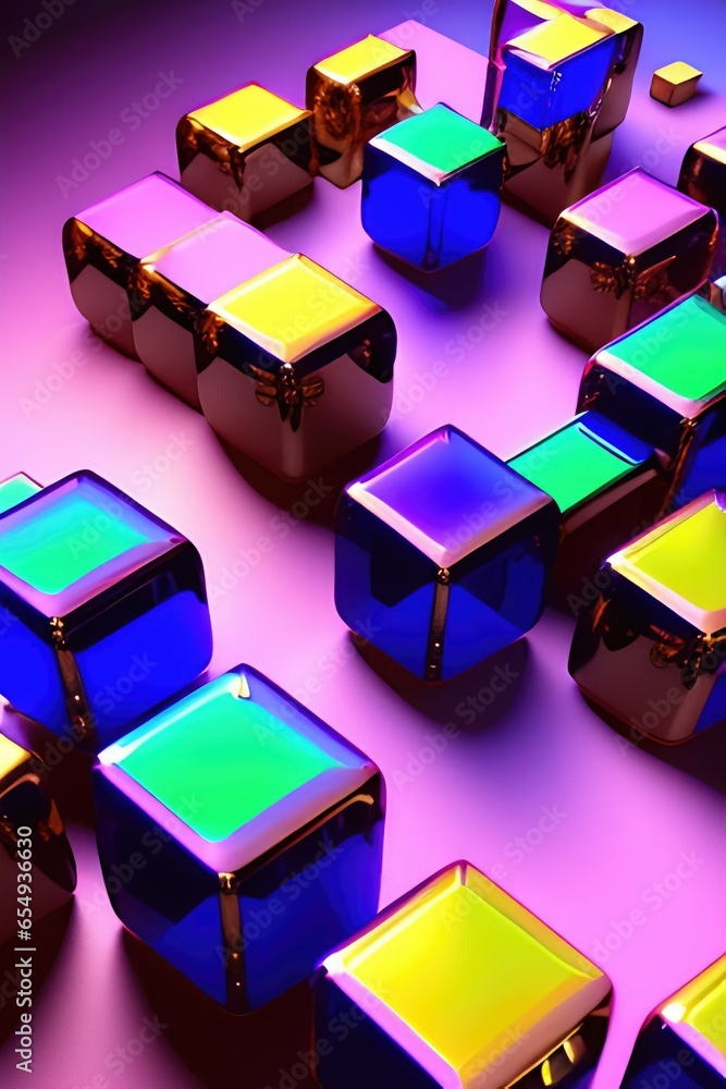 Poster colorful 3d cubes background with vivid color tone.