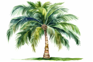 Fototapeta premium Watercolor Tropical Palm Trees Illustration on White Background