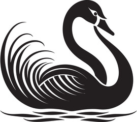 Graceful Bird Badge Line Art Swan Logo