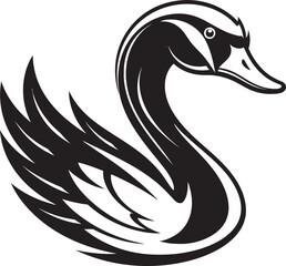 Artistic Swan Illustration Black and White Bird Emblem