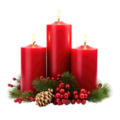 Christmas candles illustration isolated on a transparent background