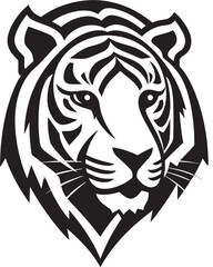 Obraz premium Untamed Predator Insignia Monochromatic Tiger Face Logo