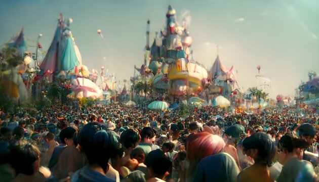 Drugcore Disneyland crowded summer day hyperrealistic ray trace weta digital octane render extreme detail 