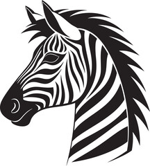 Black and White Striped Majesty Elegant Monochrome Equine Icon