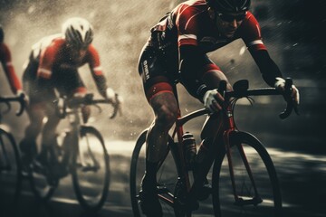 Group of athletes at a cycling competition. - obrazy, fototapety, plakaty