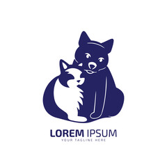 minimal and abstract logo of dog icon cat vector silhouette isolated design