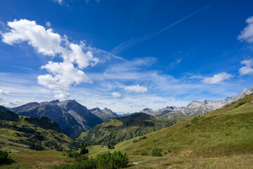 Mountain landscape with clouds and endless view