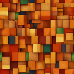 Geometrical pattern with wooden pieces of different colors, seamless background