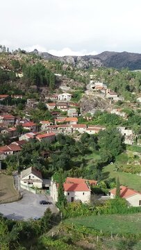 Vertical Video Mountain Village of Ermida in Ger&ecirc;s, Portugal
