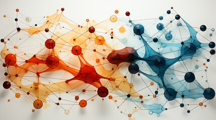 colorful network graph illustration - obrazy, fototapety, plakaty