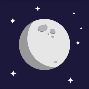 lunar moon and stars at night flat design