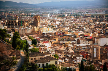 Evening views over Granada, Spain