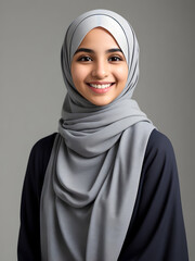 portrait of a smiling Arabian Muslim girl