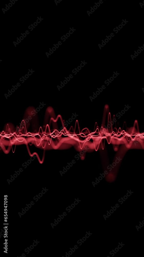 Poster abstract heartbeat graphs loop motion on clean black vertical background.