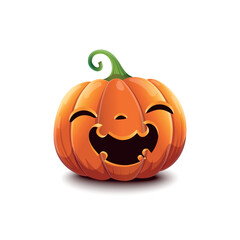 Realistic Halloween pumpkin. Vector illustration of happy face Halloween pumpkin isolated on white background