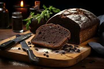 Traditional dark bread made in Germany. Generative AI - obrazy, fototapety, plakaty