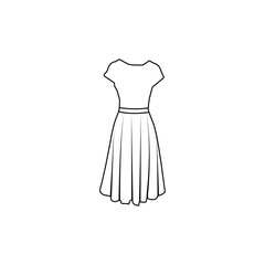 long short sleeve dress in outline style on white background