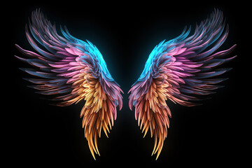 Colorful Wings on Black Background - Powered by Adobe
