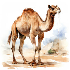 Watercolor Camel illustration, Generative Ai