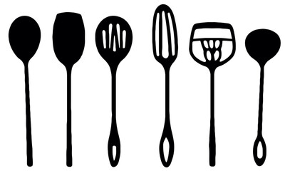 Cooking Essentials: Set of Vector Black Silhouettes for Culinary Creativity