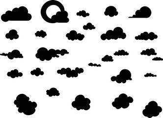 Atmospheric Wonders: Set of Vector Black Silhouettes of Clouds