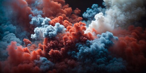 Fototapeta na wymiar American Hues: Whirling Smoke in Red, White, and Blue