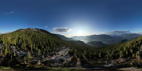 360 Panorama. Canadian Mountain Landscape. Fall Season. Aerial Nature Background.