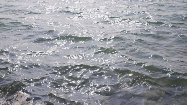 Slow motion closeup shot of clear water waves of a lake