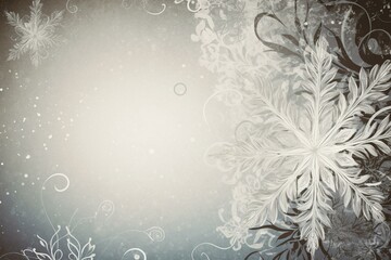 Elegant, frosty seasonal wallpaper with snowflake motif and copy-space. Generative AI