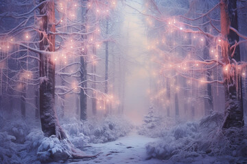 Holiday Lights in the Forest