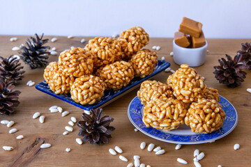 Cones - homemade delicacies made of puffed rice and fudge