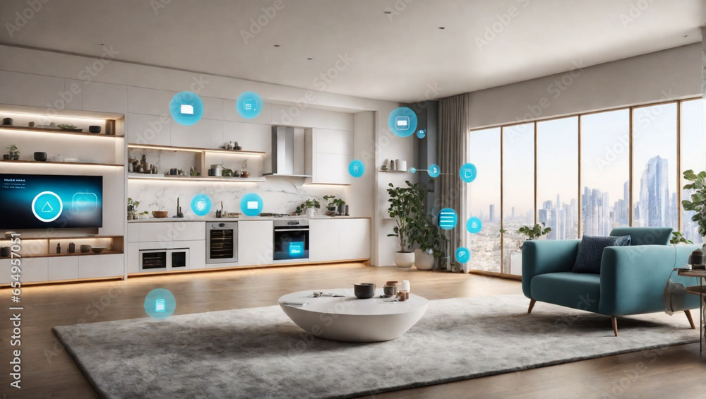 Aufkleber the power of the internet of things with a visually stunning image of a smart home generative ai