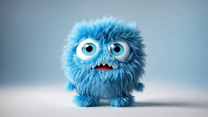 Cute furry cartoon monster with eyes