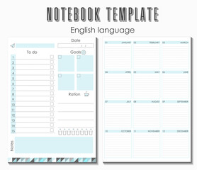 notebook page template planner blue